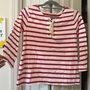 Gap Red and White Stripped 3/4 Sleeve Top